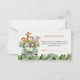 Safari Theme Baby shower Diaper Raffle Ticket Notitiekaartje