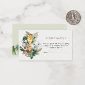 Safari Theme Baby shower Diaper Raffle Ticket Notitiekaartje (Voorkant / Achterkant in situ)