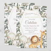 Safari Theme Baby Shower Invitation Kaart (Voorkant / Achterkant)