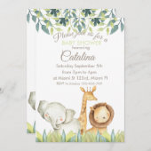 Safari Theme Baby Shower Invitation Kaart (Voorkant / Achterkant)
