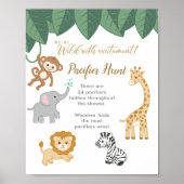 Safari Theme Baby shower Vind de Pacifier Game Poster (Voorkant)