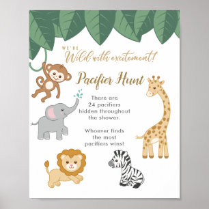 Safari Theme Baby shower Vind de Pacifier Game Poster