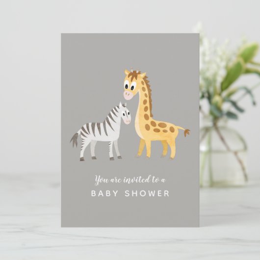 Safari Theme Baby shower Zebra en Giraffe Kaart (Staand voorkant)