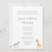 Safari Theme Baby shower Zebra en Giraffe Kaart (Achterkant)