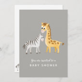 Safari Theme Baby shower Zebra en Giraffe Kaart (Voorkant / Achterkant)