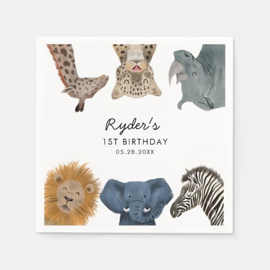 Safari Theme Birthday Party Kinder Servet (Voorkant)