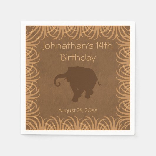 Safari Theme Elephant gepersonaliseerd Servet (Voorkant)