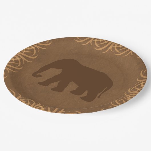 Safari Theme Elephant met Tall Grass Border Papieren Bordje (Gekanteld)