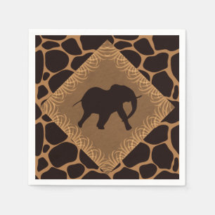 Safari Theme Elephant Over Giraffe Print Servetten