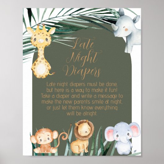 Safari Theme Late Night Diaper Gezegden Poster (Voorkant)