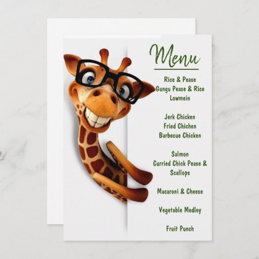 Safari Theme Menu Kaart (Voorkant / Achterkant)