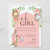 Safari Theme Oh Girl Baby shower Uitnodiging (Voorkant)