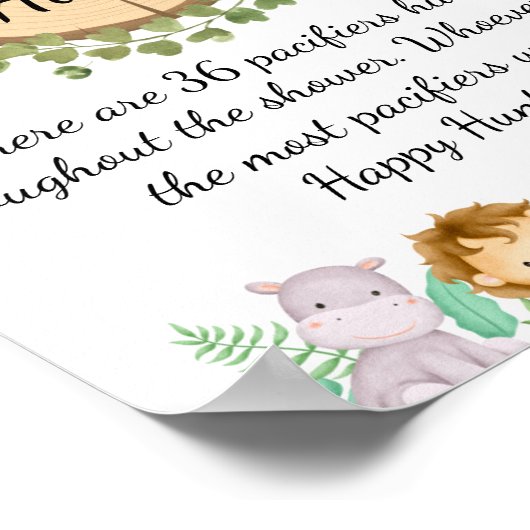 Safari Theme Pacifier Hunt Poster (Hoek)