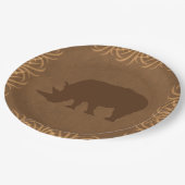 Safari Theme Rhino met Tall Grass Border Papieren Bordje (Gekanteld)