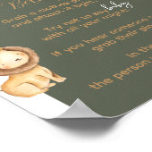 Safari Theme Zeg geen Baby shower Game Sign Poster (Hoek)