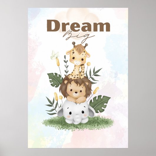 safari themed uplifting nursery wall poster (Voorkant)