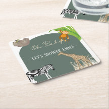 Safari ThMet Baby shower Favor Onderzetters