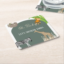 Safari ThMet Baby shower Favor Onderzetters