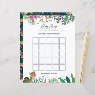 Safari Tiger Bingo Baby shower spel