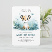 Safari Tiger eerste verjaardagsuitnodiging voor jo Kaart (Staand voorkant)