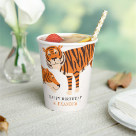 Safari Tiger Kinderen Happy Birthday Papieren Bekers