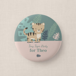 Safari Tijger Kinderverjaardagsfeestje Gast Knop Ronde Button 5,7 Cm