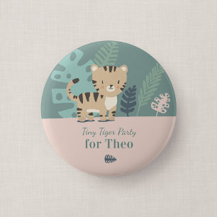 Safari Tijger Kinderverjaardagsfeestje Gast Knop Ronde Button 5,7 Cm