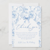 Safari Toile de Jouy Baby shower bedankkaart (Voorkant)
