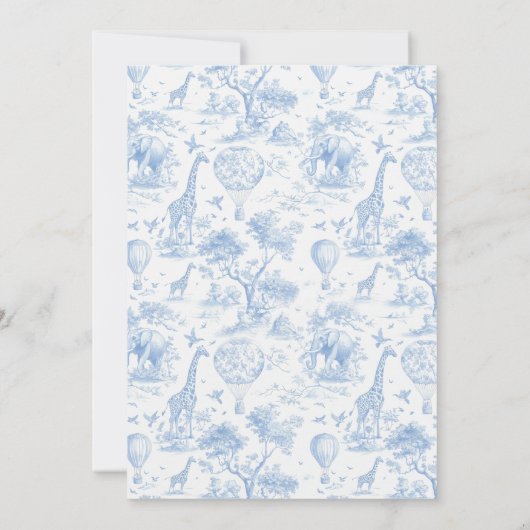 Safari Toile de Jouy Baby shower bedankkaart (Achterkant)