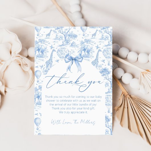 Safari Toile de Jouy Baby shower bedankkaart