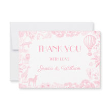 Safari Toile de Jouy Baby shower bedankkaart