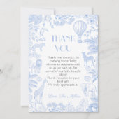 Safari Toile de Jouy Baby shower bedankkaart (Voorkant)