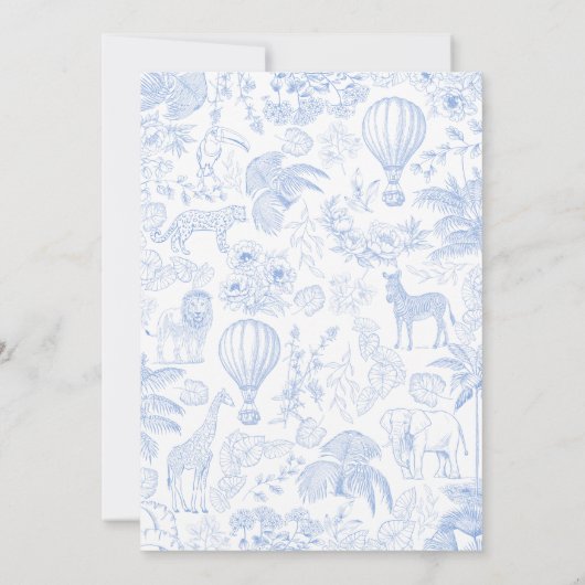 Safari Toile de Jouy Baby shower bedankkaart (Achterkant)