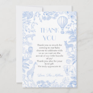 Safari Toile De Jouy Baby Shower Bedankkaart Kaart