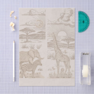 Safari Toile, Neutrale Baby Wilde Avontuur Zijkant Tissuepapier