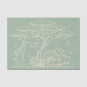 Safari Toilet, Neutraal Baby Groen Boho Avontuur Tissuepapier