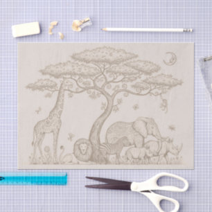 Safari Toilet, Neutraal Baby Wild Boho Avontuur Tissuepapier