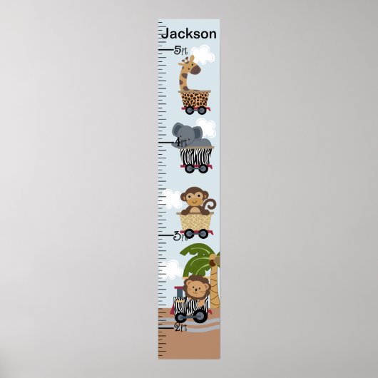 Safari Train Animals Growth Chart Keep at 8x44! Poster (Voorkant)
