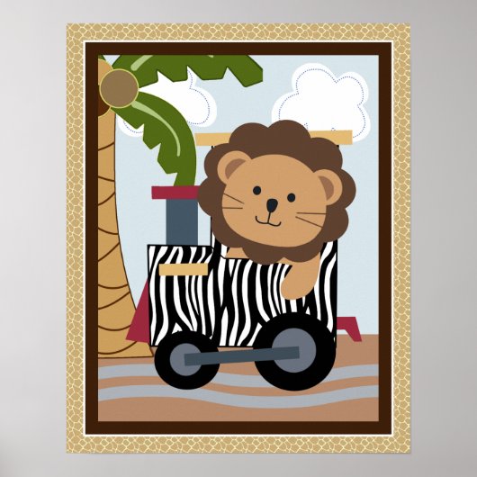 Safari Train Animals Nursery Art Poster (Voorkant)