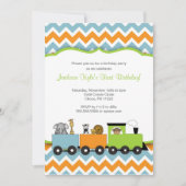 Safari Train Birthday party nodigt dierentuin uit Kaart (Voorkant)