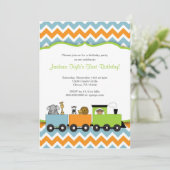 Safari Train Birthday party nodigt dierentuin uit Kaart (Staand voorkant)