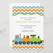 Safari Train Birthday party nodigt dierentuin uit Kaart (Voorkant / Achterkant)