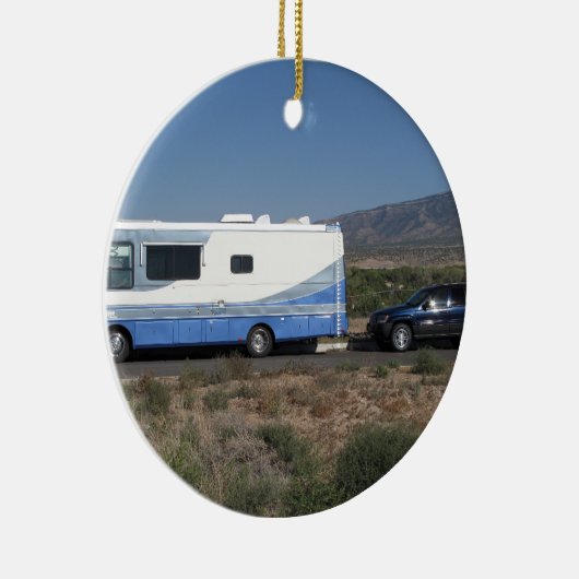 Safari Trek 1999 Blue Classic RV Motorhome Keramisch Ornament (Rechts)