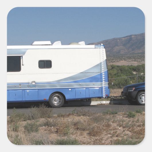 Safari Trek 1999 Blue Classic RV Motorhome Vierkante Sticker (Voorkant)
