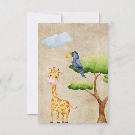 Safari Tropical Oerwoud Animals Baby Boy Shower Bedankkaart (Achterkant)