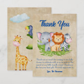 Safari Tropical Oerwoud Animals Baby Boy Shower Bedankkaart (Voorkant / Achterkant)