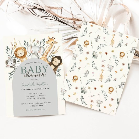 Safari Tropical Oerwoud Animals Boy Baby shower Kaart