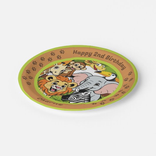 Safari Tropical Oerwoud Animals Schattigee Cartoon Papieren Bordje (Gekanteld)