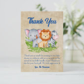 Safari Tropische Jungle Dieren Baby Jongen Shower Bedankkaart (Staand voorkant)