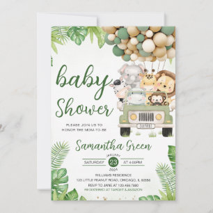 Safari Truck Ballon Baby Shower Uitnodiging